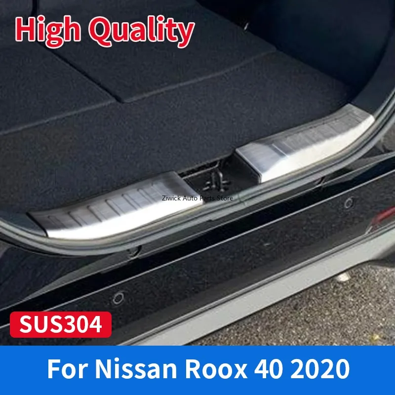 

Cars Inner Accessories 2PCS Rear Bumper Scuff Plate Chrome Trim for Nissan Roox 40 2020 High Quality Stainless Steel Car Styling