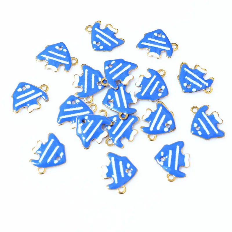 20pcs 11x9mm Stainless Steel Fish Enamel Charms Pendant Stainless Steel DIY Jewelry Making Accessories Findings