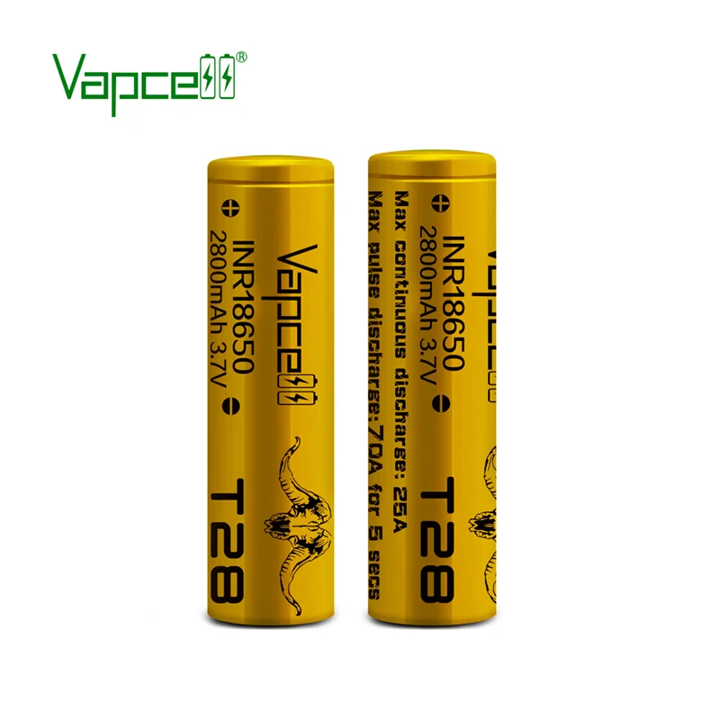 High Power Cell Vapcell 18650 LI ION Battery Vapcell INR 18650 T28 2800mAh 25A/70A 3.7V High Discharge Rechargeable Batteries