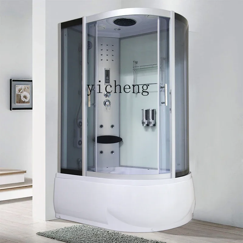 HSN integral shower  steam sauna room L-shaped room tempered glass bath back plate bath room