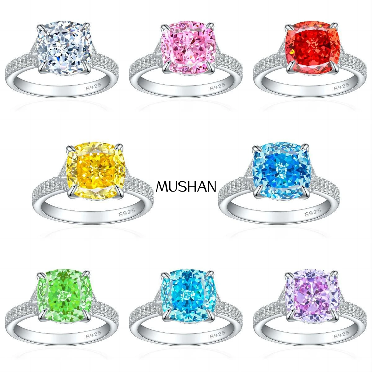 

MuShan Jewelry 925 Sterling Silver Ring Wedding Band High Carbon Diamond Best Friend Gift Bride Gift Women Rings Fine Jewelry