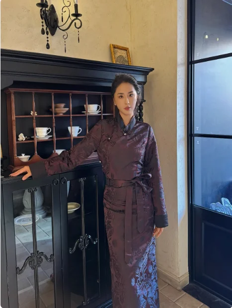 

Chinese Tibetan Bola Dress Women's Retro Xizang Dance Dress