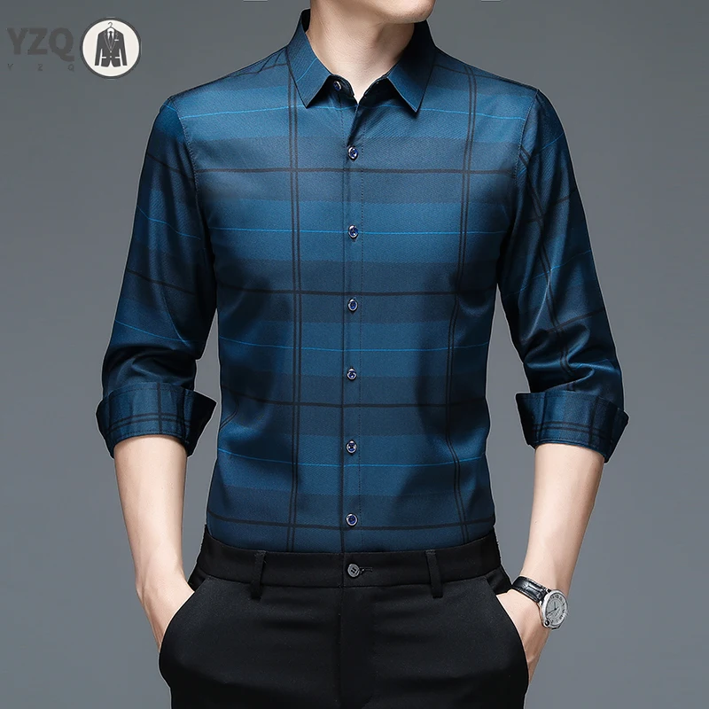 New Men\'s Casual Printed Long Sleeved Lapel Shirt for Spring and Autumn Fashion Comfortable Wrinkle Free Top Without Ironing