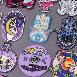 Gothic Embroidery Patch Clothing Thermoadhesive Patches For Clothes DIY Hand of Miriam Patch Iron On Patches On Backpack Decor