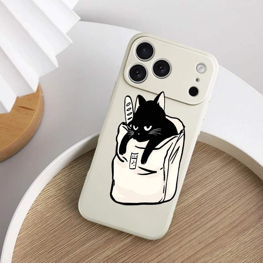 أسود القط السوشي نمط غطاء من البولي يوريثان كوكه آيفون 17 برو ماكس 17 الهواء 16 15 14 13 12 11 برو ماكس XS Max7 8 Plus 16e 16 Plus