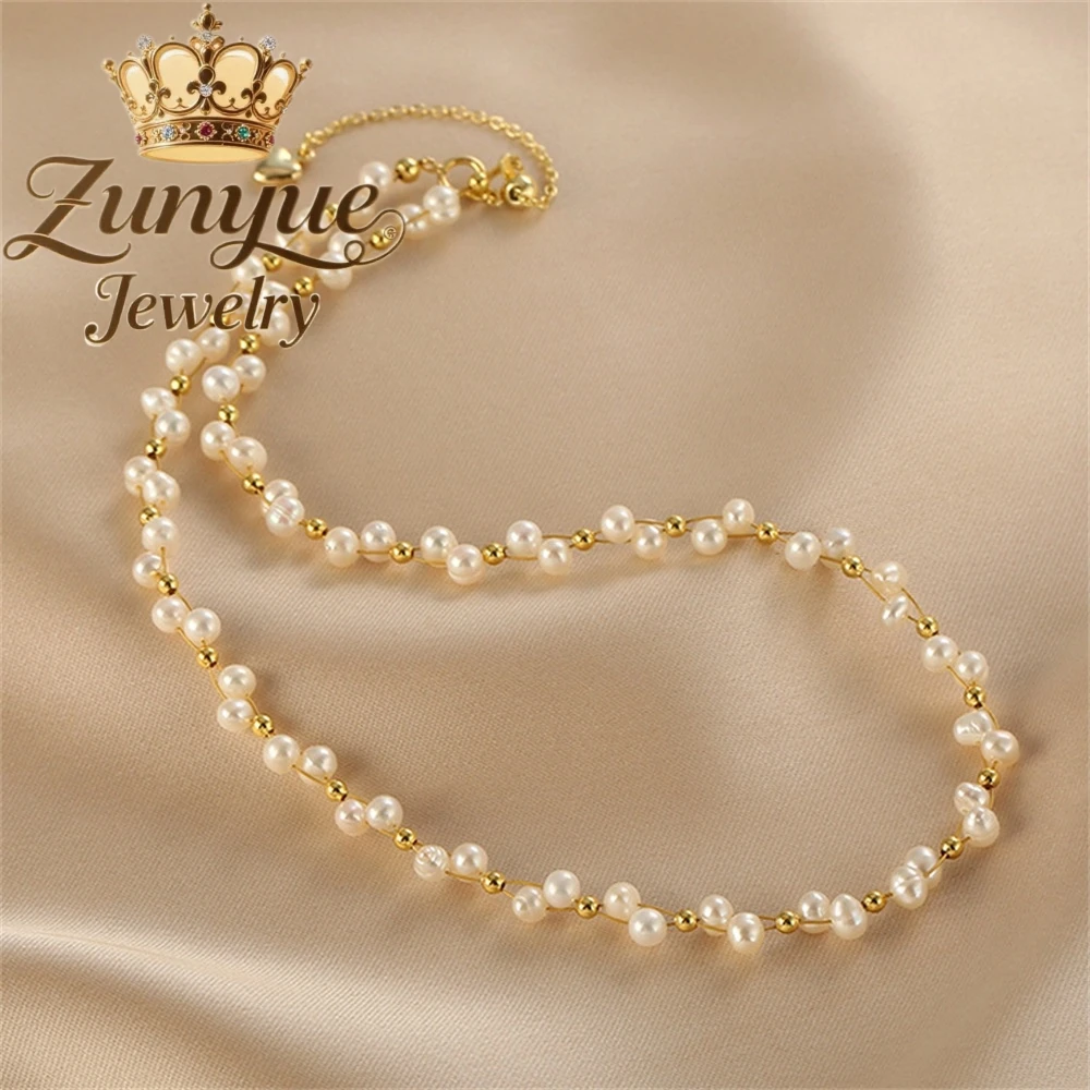 

Double-Layer Woven Pearl Necklace With A Versatile And High-End Look, A Niche Collarbone Necklace Fashion Jewelry Charms Elegant