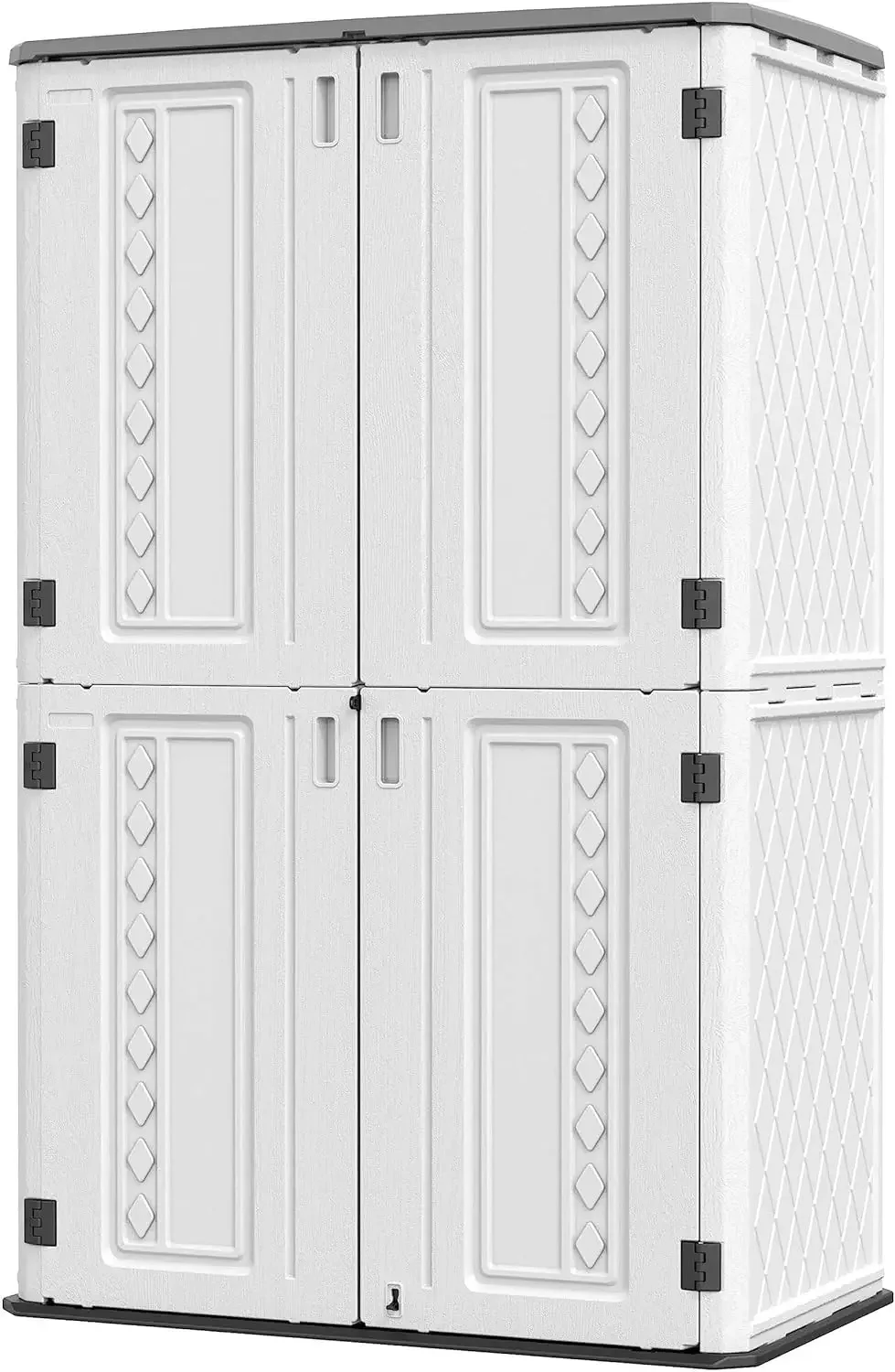 Outdoor Storage Shed, 53 Cu.ft Outdoor Storage Cabinet with Lockable Doors, Double Layer Resin Vertical Storage shed for Garden