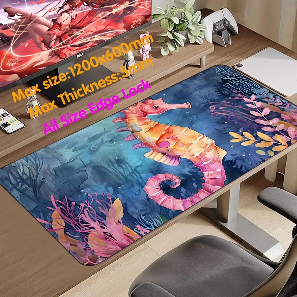 

Милый коврик для мыши с морскими обитателями, 5 мм, утолщенный, с суперпрочными краями, большой, всех размеров, резиновый, с защитой краев