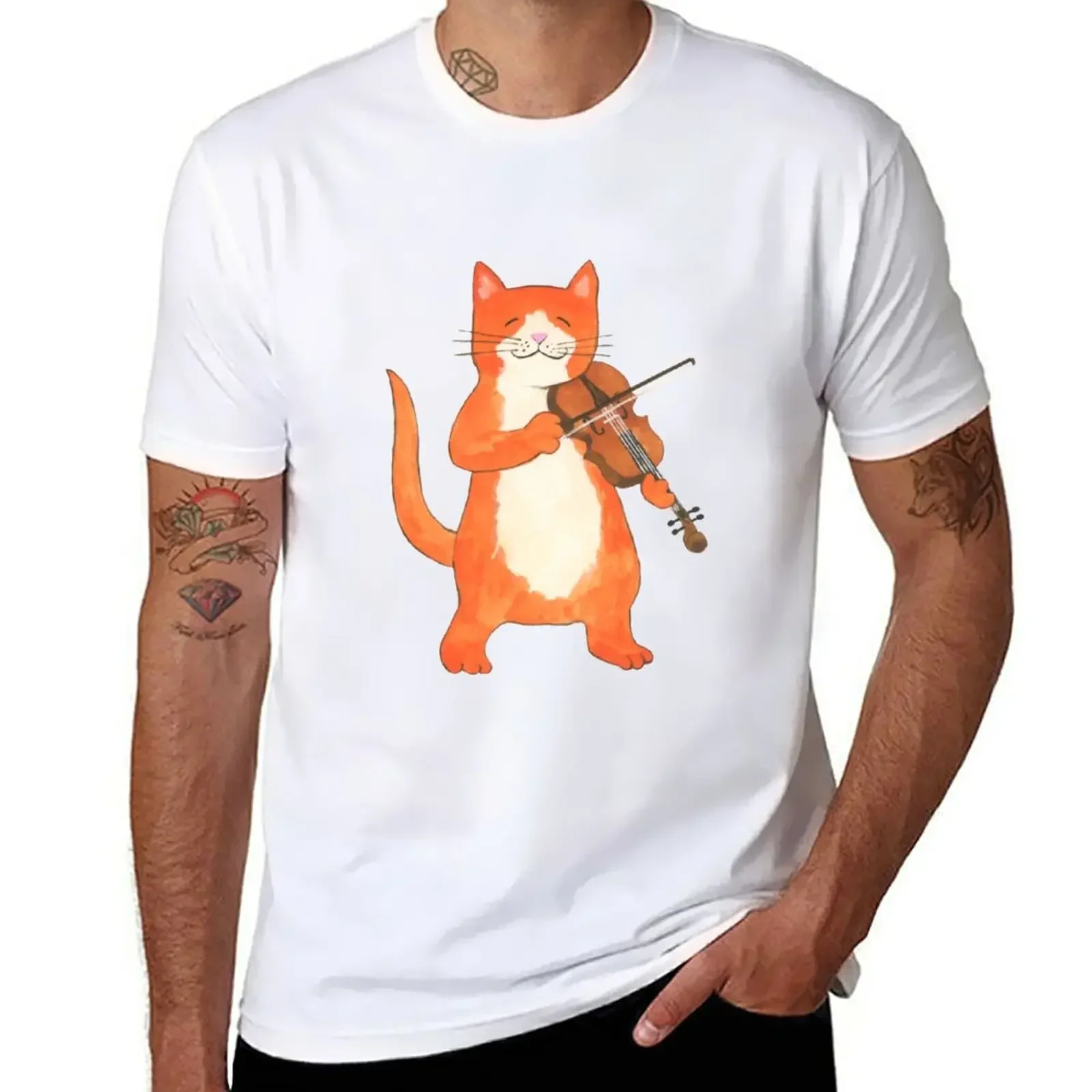 Fiddler Cat T-Shirt designer shirts boys whites Short sleeve tee custom t shirt heavyweight t shirts for men