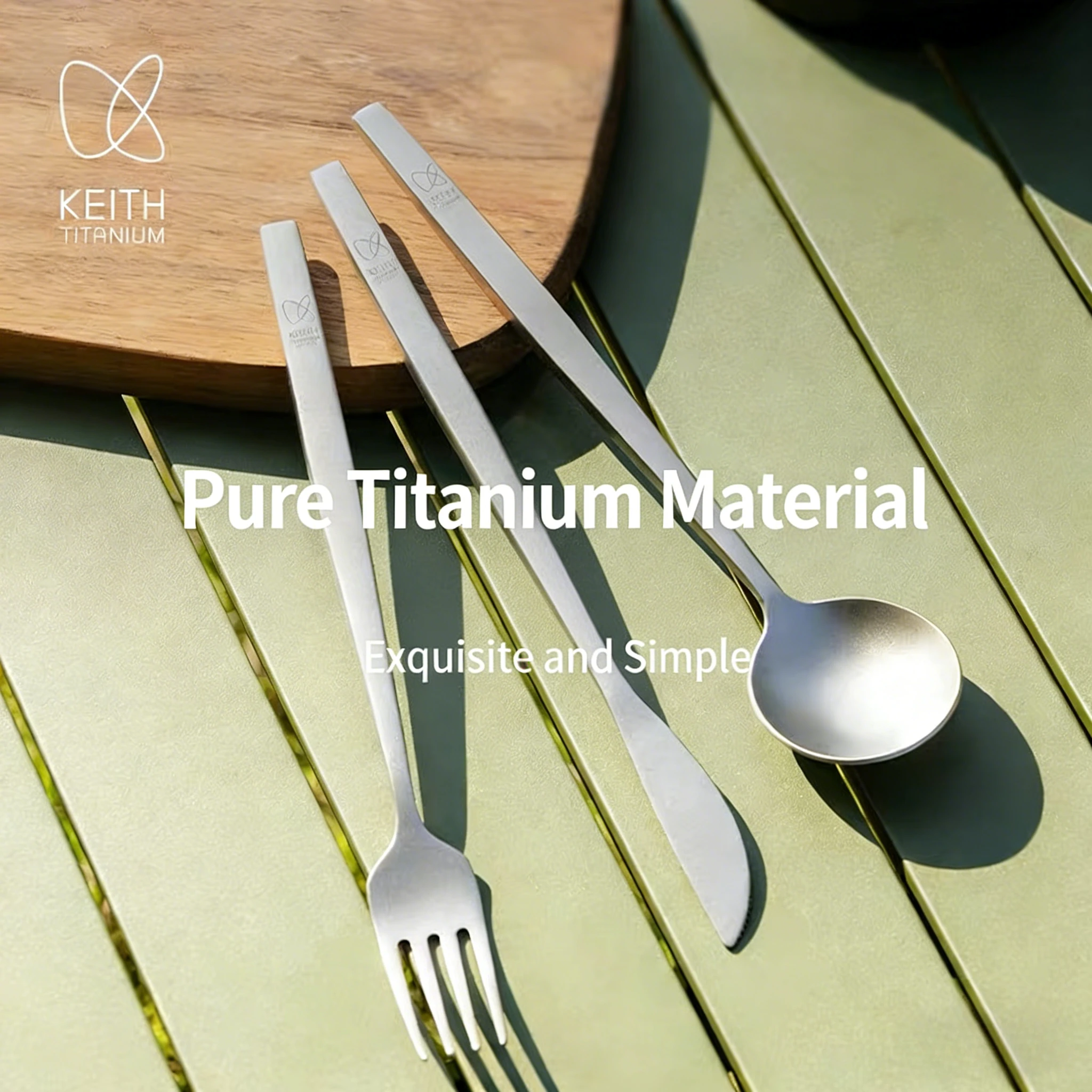 

Keith Ultralight Titanium Cutlery Set Knife Fork Spoon Eco-Friendly Cookware Reusable Flatware for Outdoor Camping Hiking Travel
