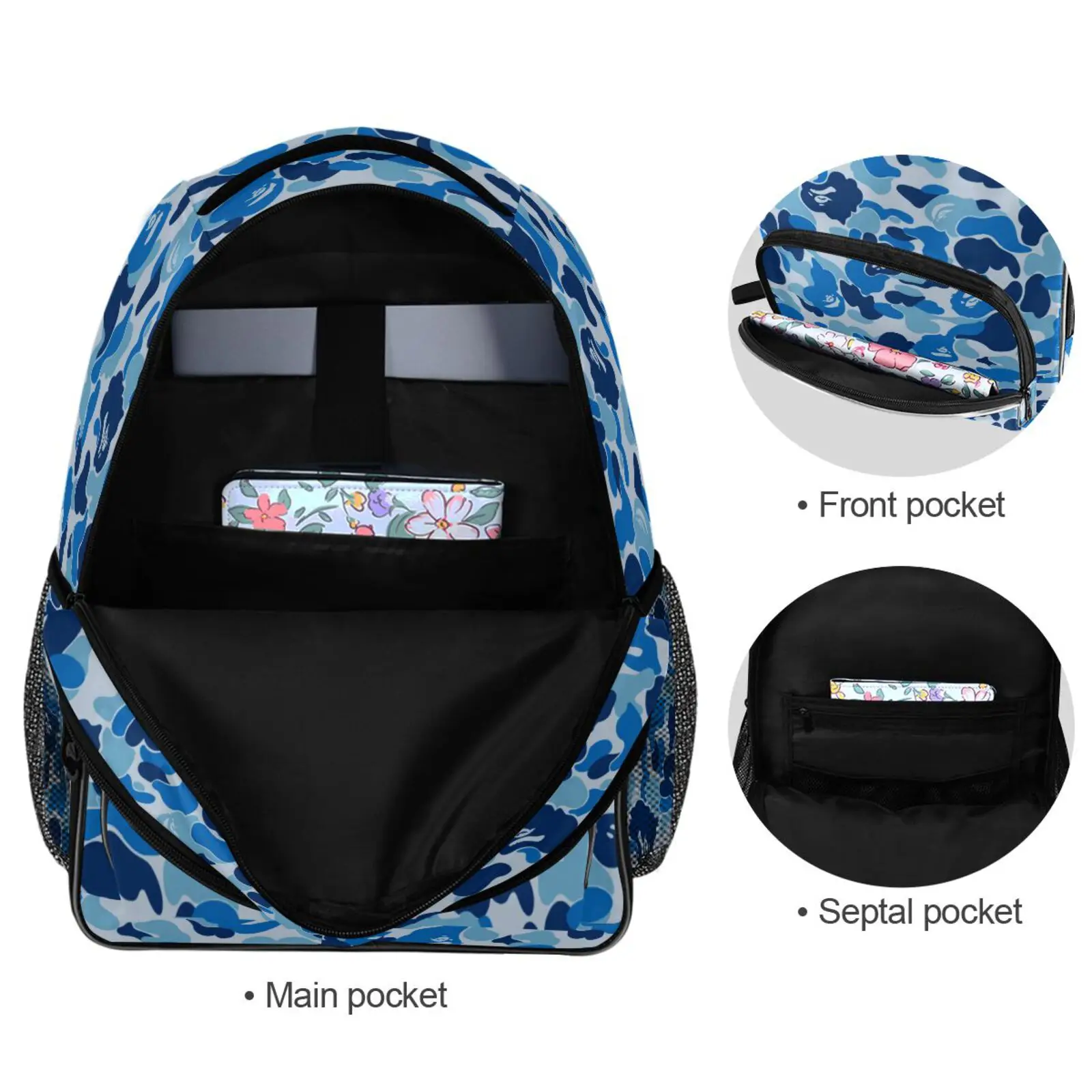 Mochila de viagem USB impermeável para homens, mochila de negócios, mochila escolar, impressão camuflada, grande capacidade, 15,6 laptop, moda