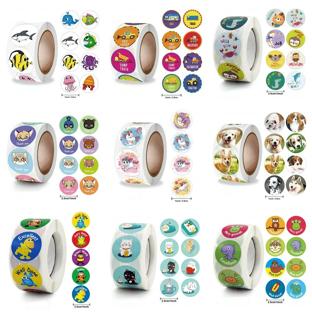 100/500pcs zoo Animals Cartoon Stickers for kids classic toys sticker Labels School Teacher Supplies Reward scrapbook Sticker