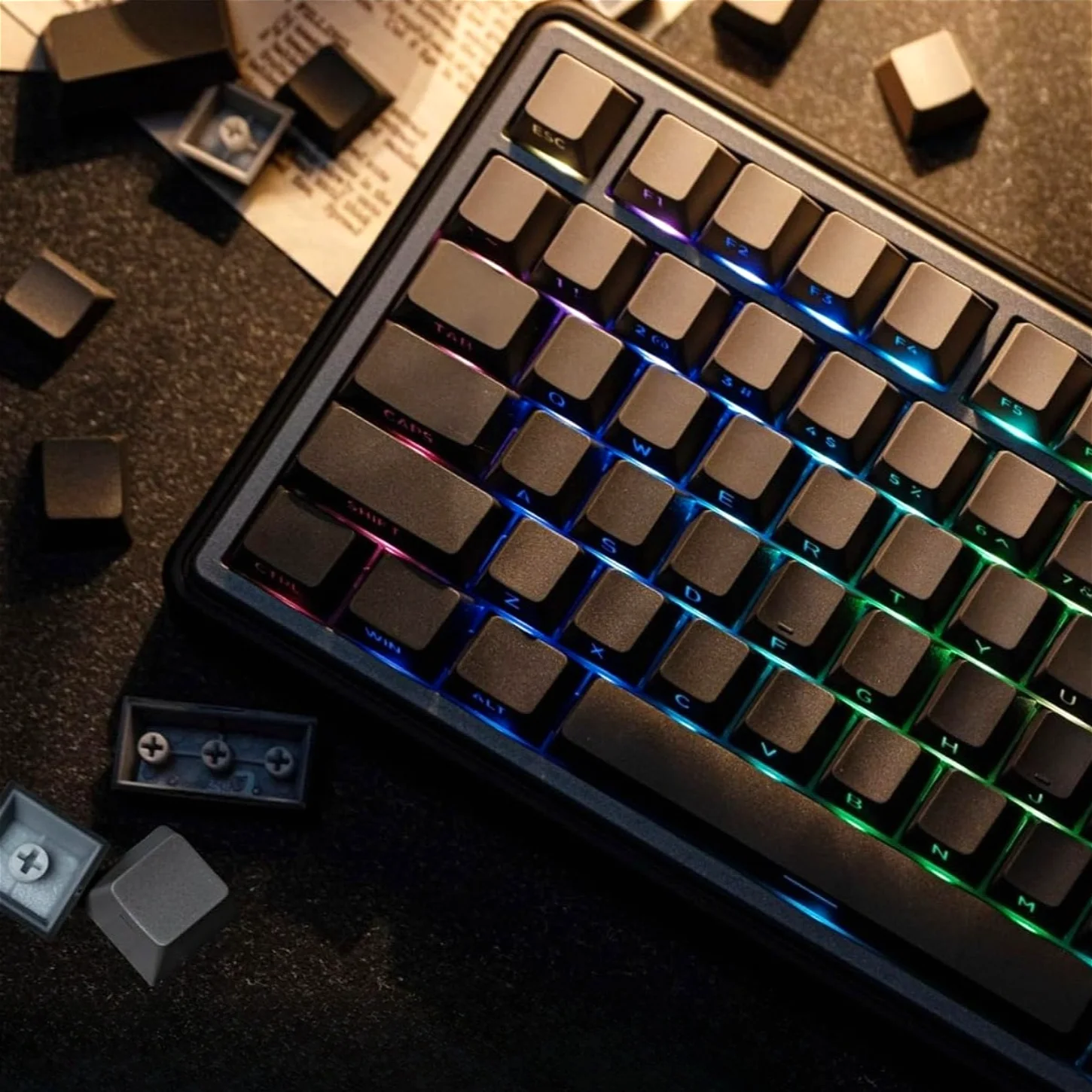 

OEM Gradient Keycap Set ABS 130 Key Side Engraved Translucent Keyboard Keychain Compatible with 60 70 80 104 Mechanical Keyboard