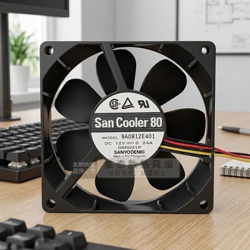 

For SANYO 9A0812E401 8025 DC12V 0.24A 8CM 3-Wire Dual Ball Cooling Fan