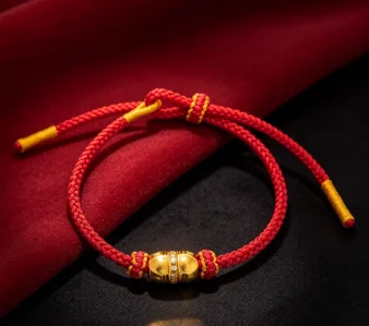 9999 Gold Lotus Pearl Bracelet - Court Style Multi-Use Knitted Hand Rope