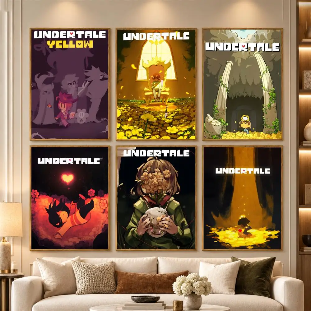 Game U-Undertale Poster Wall Art Stickers Self Adhesive Print Mural Decals for Bedroom Living Room Apartment Home Decor Gift