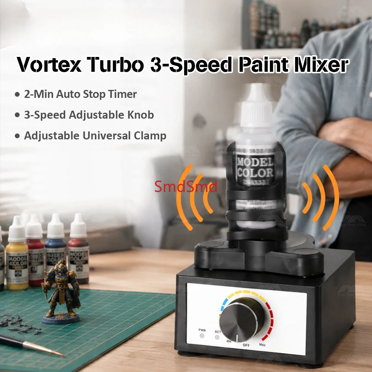 PMKJ020 3-Speed Paint Mixer Vortex Shaker for Acrylic Enamel Model Paint Bottles Hobby Tool Electric Paint Stirrer