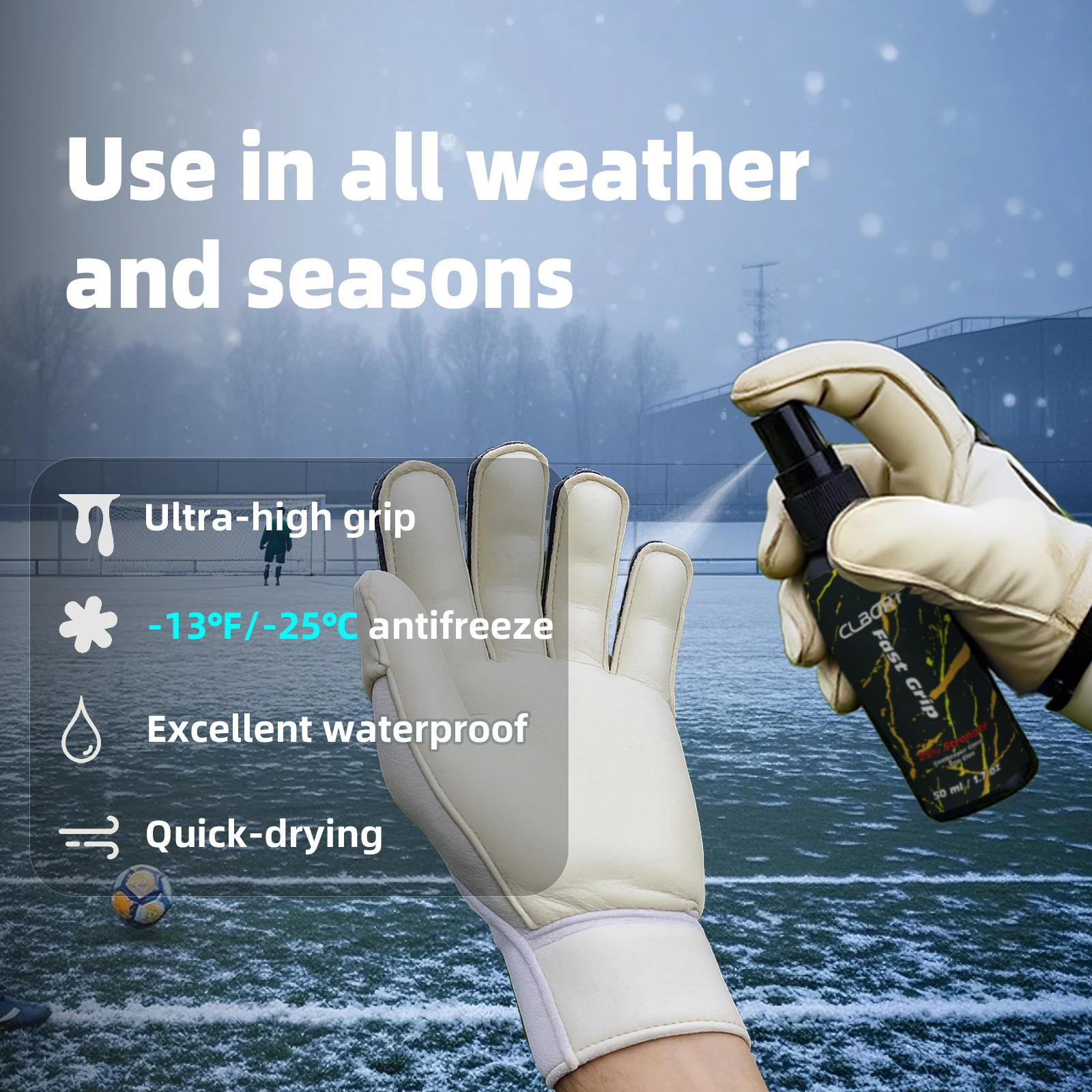 Paket Semprotan Sarung Tangan Kiper, Semprotan Pegangan Tahan Beku + Semprotan Pegangan Tahan Beku Cepat Kering + Semprotan Pencuci & Perawatan Sarung Tangan