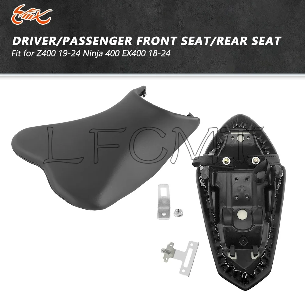 Motorcycle Front Driver Rider & Rear Passenger Seat Saddle Cushion Fit for Kawasaki Z400 2019-2024 Ninja EX400 400 2018-2024