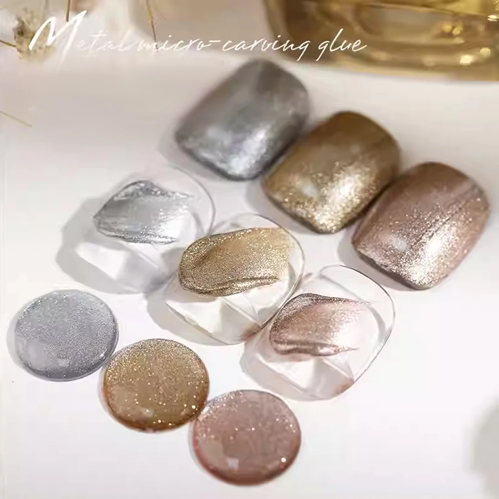 8g Metallic Carving Gel 3D Embossed Nail Art Painting Gel Silver Gold Rose Gold UV LED Curing Liner Gel for Salon DIY view 4