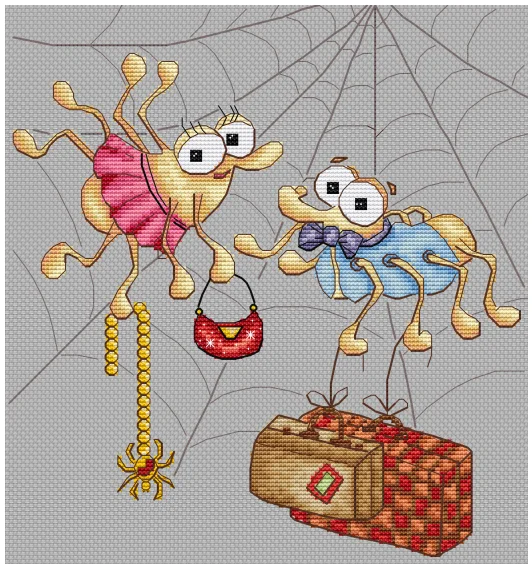 DIY needle Afternoon 14-Spider couple 33-35 Cross Stitch Set Counted Cross Stitch Kit  28ct 14ct 32ct Metallic aida