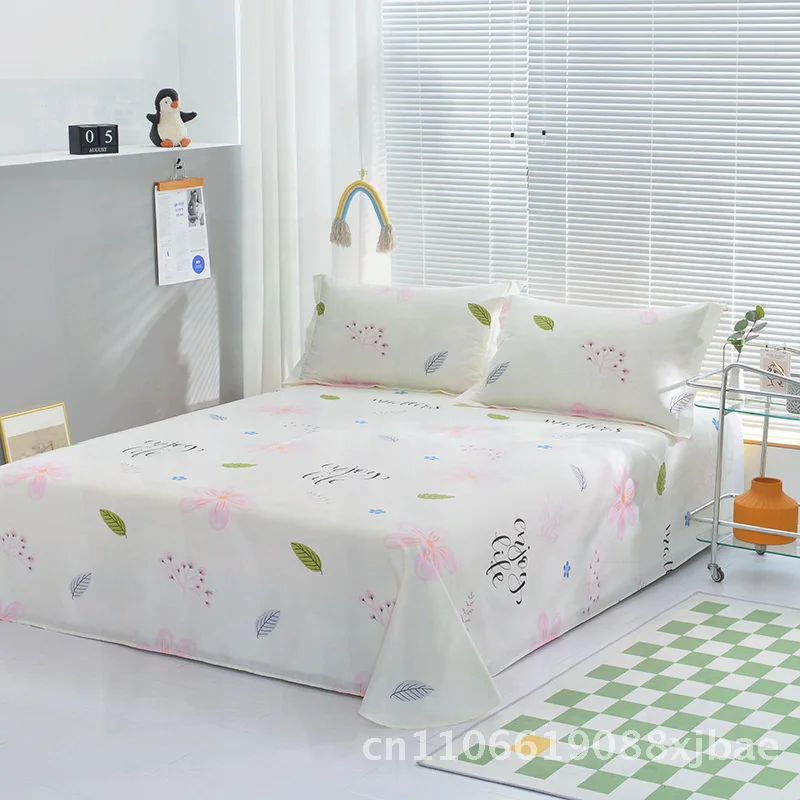 

100% Cotton Sheets for Student Dormitory Single Double Bed Striped Daisy Story Summer Fresh Feel Modern Minimalist Style