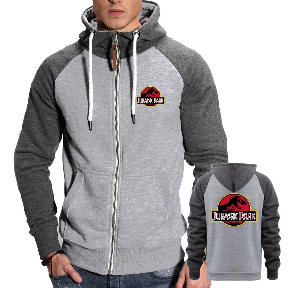 Men Sweatshirts Youth Boys Hoodies Jacket JURASSIC PARK Dinosaur World Graphic Sportwear Outwear Winter Warm Fleece Hooded Coats