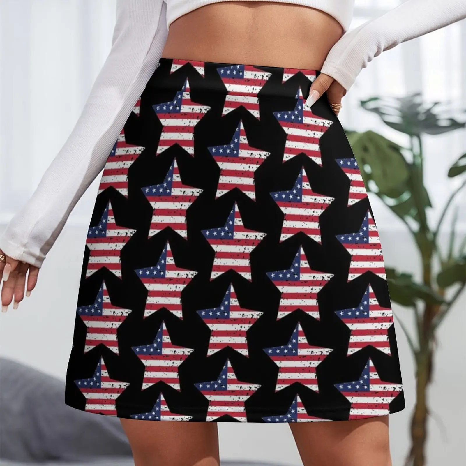 USA America Star Mini Skirt women's clothing korea stylish Miniskirt woman Skirt for girls Mini Skirt