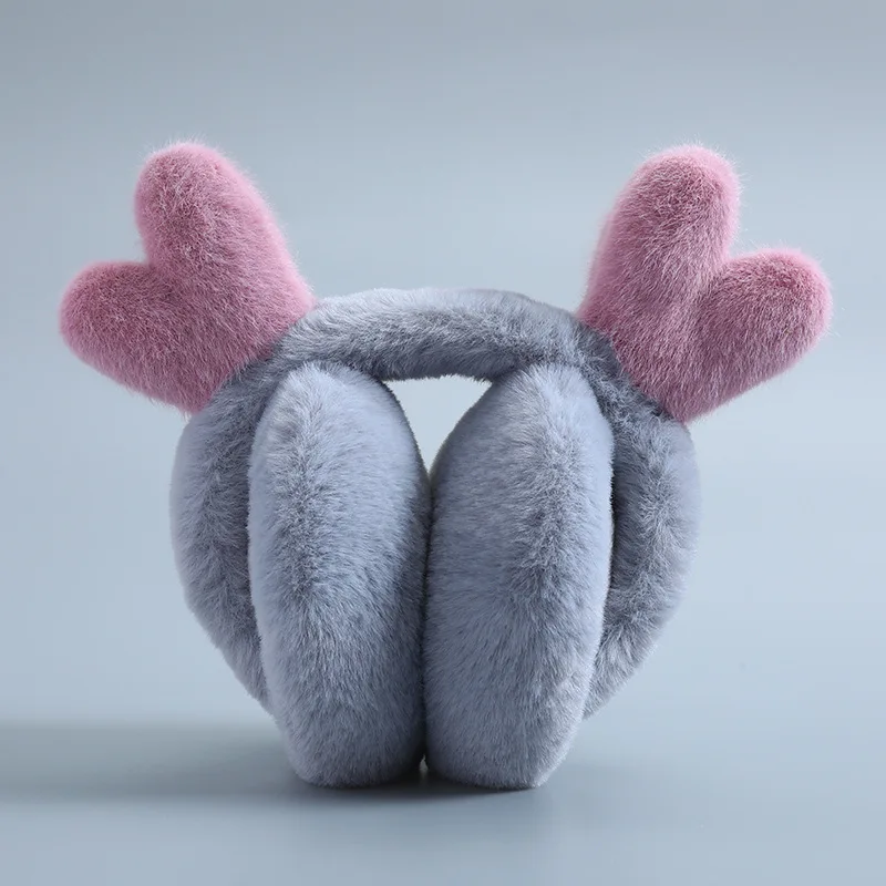 Cache-oreilles de dessin animé en peluche pour femmes et étudiants, cache-oreilles chauds pour dames, plus sourire, automne et hiver