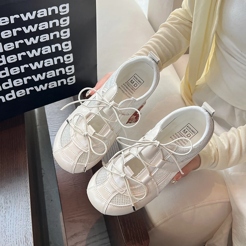 Women Closed Toe Solid Sneakers Summer Flat Breathable Casual Footwear All Match Light Daily Outdoor Walking Shoes