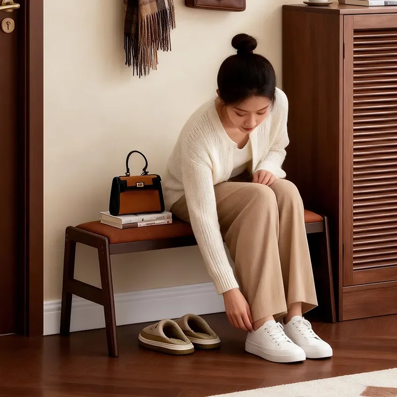 Simple Shoe Rack with Stool Integrated Storage Cabinet for Entryway Home Organization Stable Bench for Changing Shoes Space