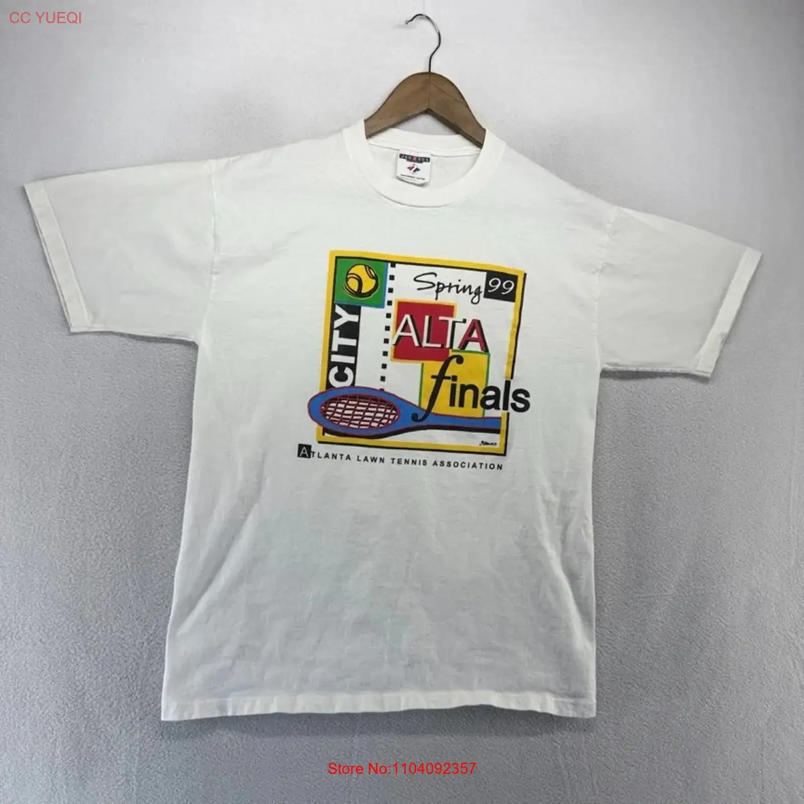 Vintage Tennis T Shirt Men's Medium White Atlanta Lawn Association  vintage Washed Stretched Top For Everyday Wear graphic