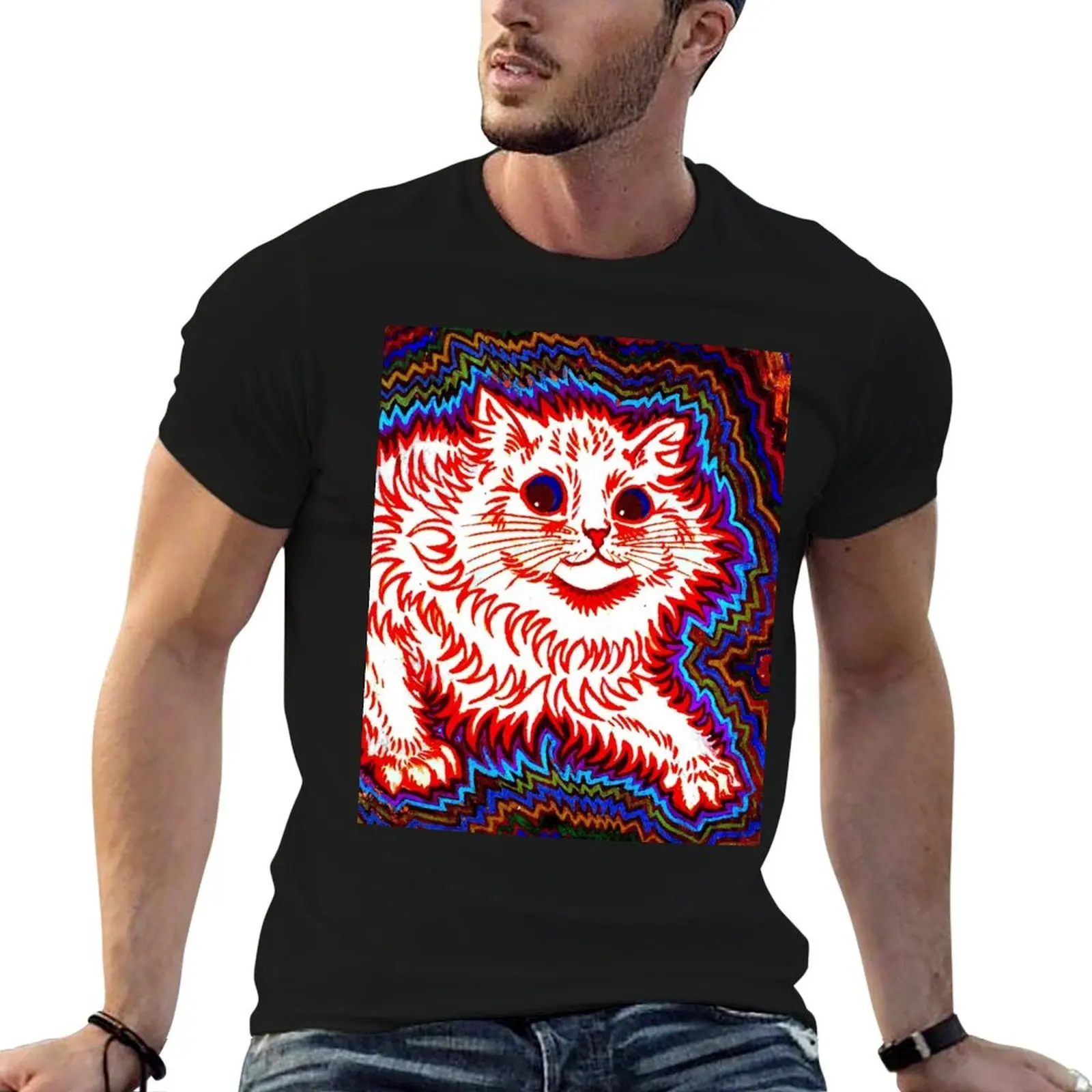 

ORANGE CAT : Vintage Louis Wain Abstract Psychedelic Print T-Shirt anime t shirts oversize t shirt for man T-Shirt