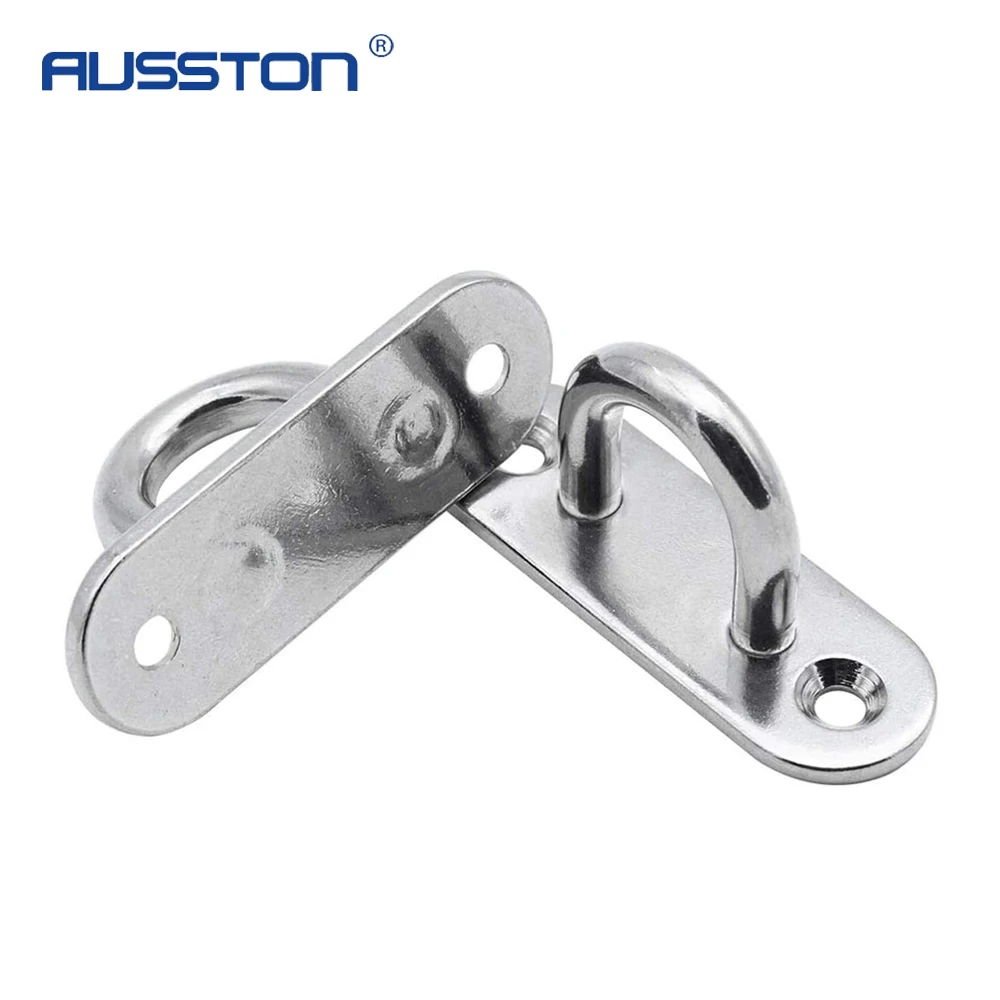 4Pcs Pad Eye Plate with Enclosed Hook 316 Stainless Steel Staple Ring Hook U-Shaped Hardware for Boat Swing Durable Metal Hook