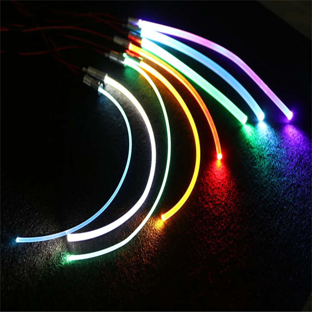 Câble à fibre optique à lueur latérale PMMA, lumières LED pour voiture et maison, décor brillant Shoous, lumière longue, escales colorées, diamètre de 1.5mm, 2mm, 3mm, 1m