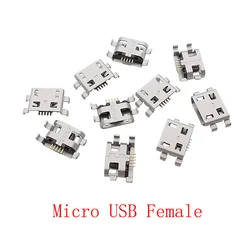 10Pcs Micro USB Female 5 Pin Connector Soldering Type DIY Repair Replacement Charging Port Micro USB Socket Jack Mid Mount 0.8mm