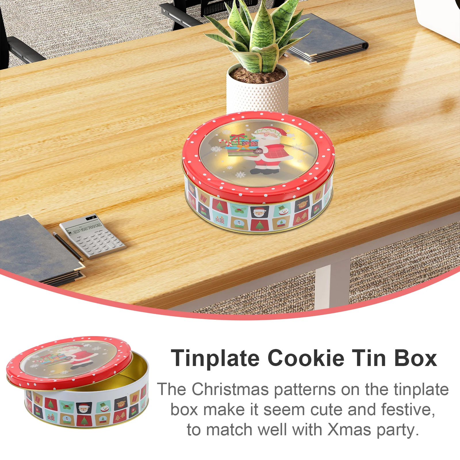 

Christmas Tinplate Cookie Tin Candy Biscuit Box Small Case Xmas Party Treat Gift Storage Christmas Cookie Tin Tinplate Gift Box