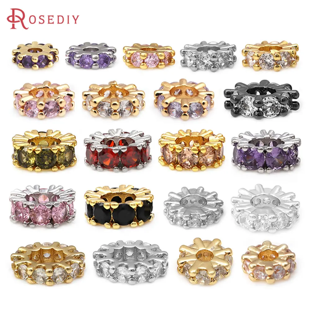18K Gold Farbe Messing Zirkon Großes Loch Spacer Perlen Armbänder Hochwertige Schmuck Zubehör Herstellung Halskette Ohrringe