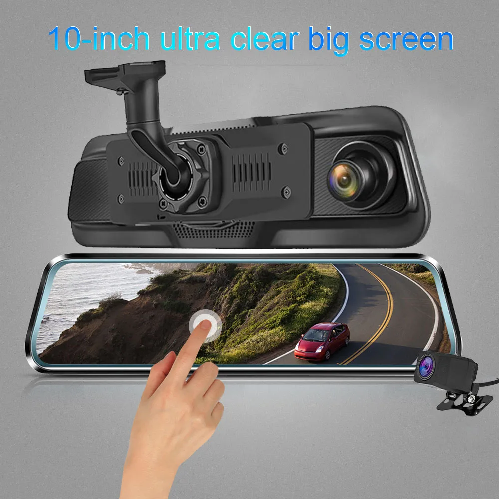 

HGDO Dash Cam with Mount 10" Rearview Camera Car rear camera monitor 1080P Video Recorder front and rear Avto Dvr Holder