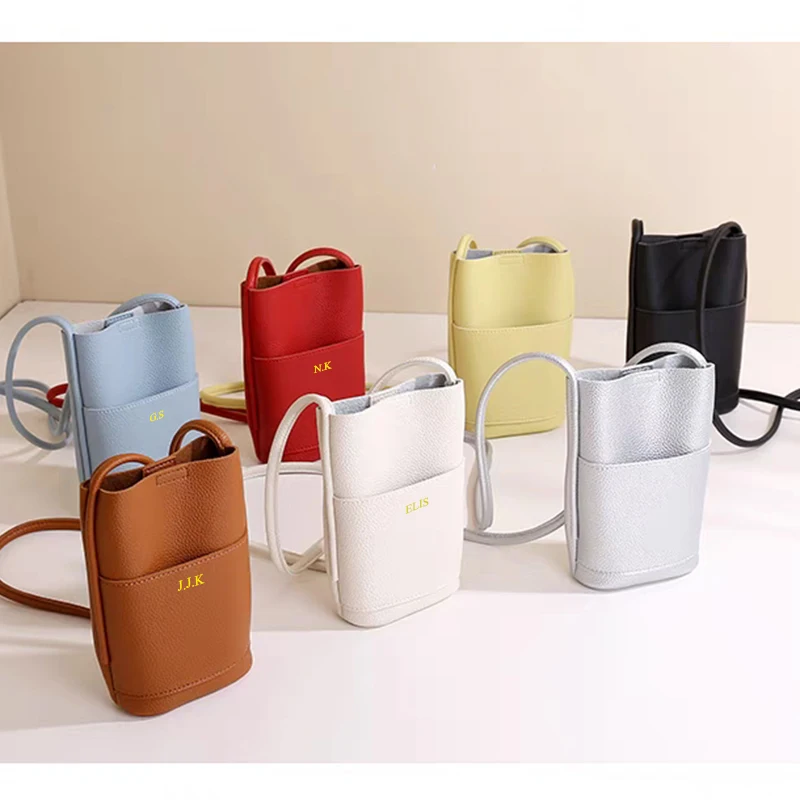 Luxury Design PU Leather Phone Bag Custom Letters Woman Cross Body Bag Fashion Travel Lady Engraving Shoulder Bags Wallet Purse