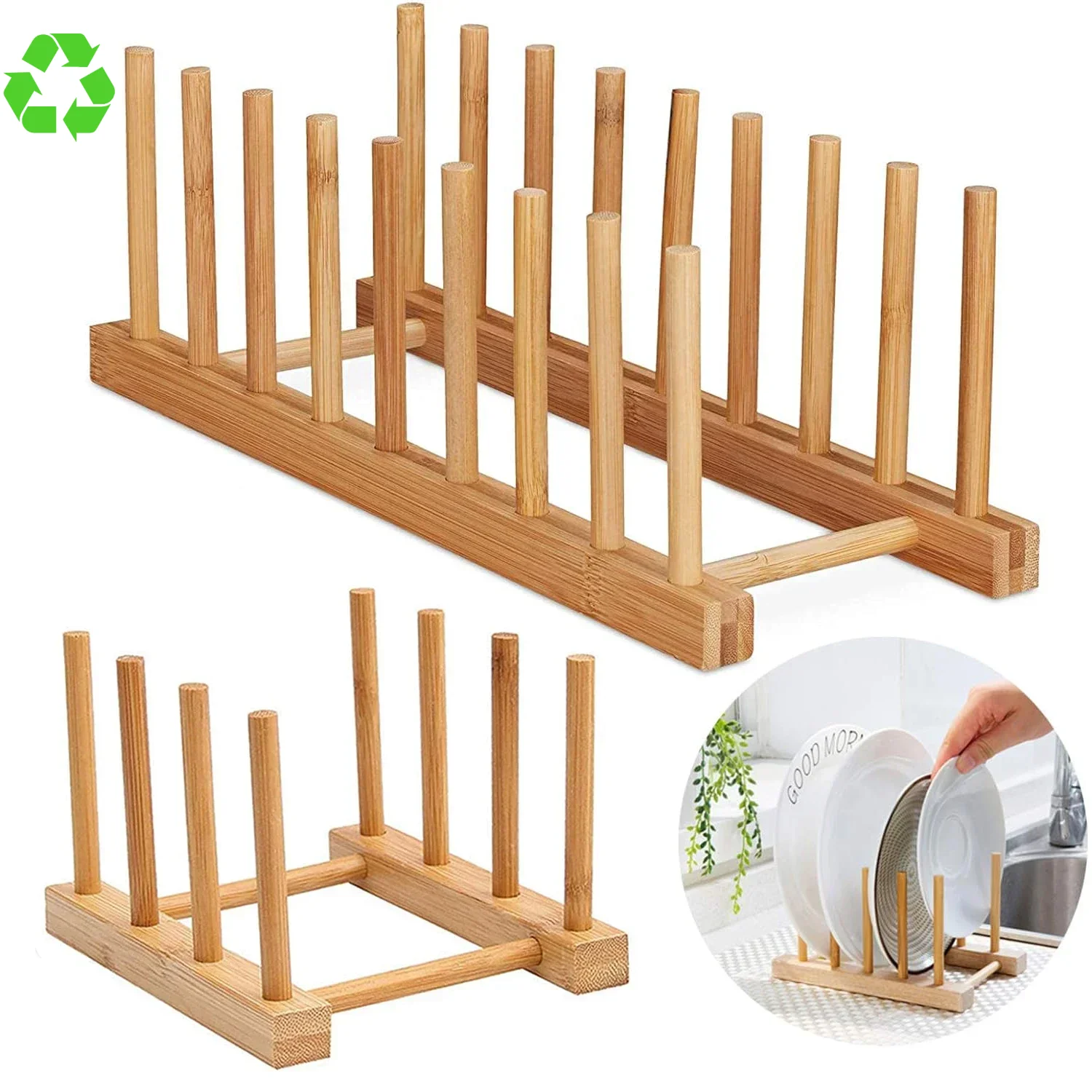 

Wooden Dish Drainer Rack Kitchen Dishes Stand Plate Dish Drying Rack Pot Lid Racks Kitchen Organizer Drying Cups Display Shelf