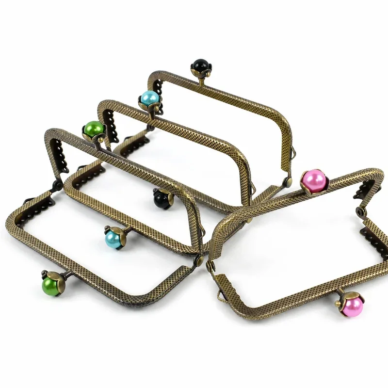 1/2/3/5Pcs 10.5cm Antique Bronze Purse Frame Handle Metal Kiss Lock Clasp with Pearl Coin Wallet Clutch Bag DIY Accessories