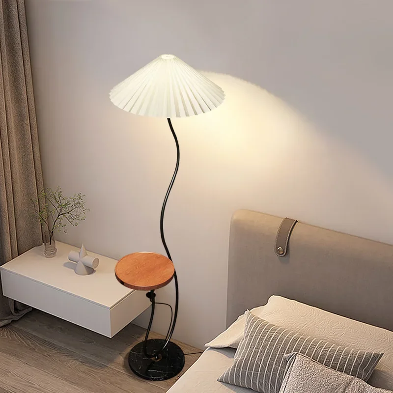 Pleated floor lamp shelf integrated living room sofa coffee table table lamp Nordic simple intelligent wireless