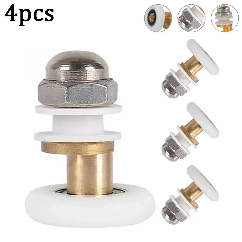 4PCS Premium Shower Door, Bathroom Sliding Glass Door Pulley, Nylon Copper Bearing Roller, Cabinet Pulley, Hardware Accessories