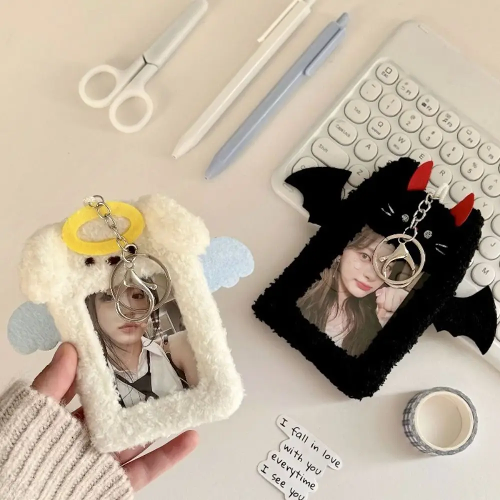 Cartoon Plush Photocard Case Demons&Angels Multifunctional Photo Card Holder Cards Sleeve School Office