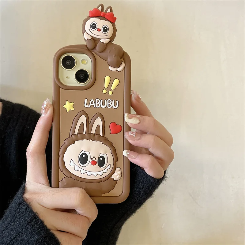 

Cute Labubu Mobile Phone Shell Suitable for IPhone 12 13 14 15 16 Pro Max Phone Case Leather Favorite of Girls Birthday Gift