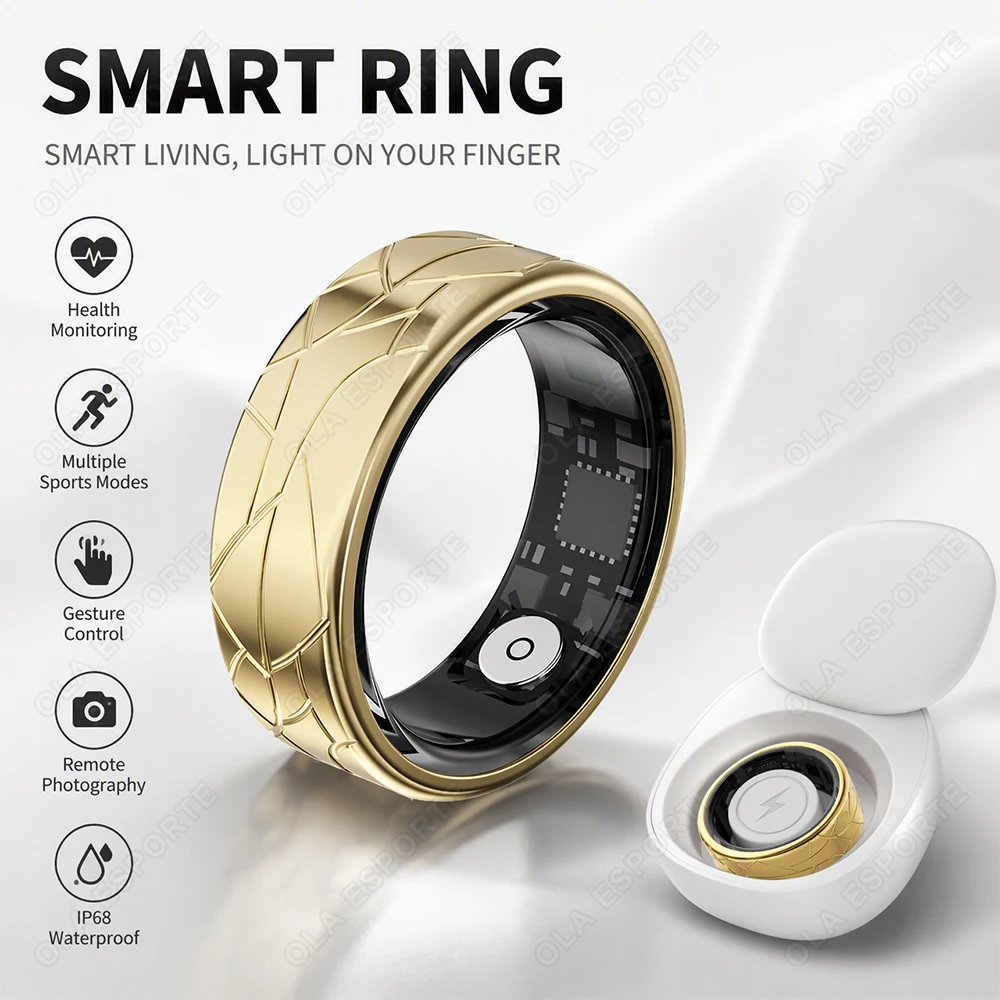 Stainless Steel Smart Ring Waterproof 24h Health Monitoring Sleep Heart Rate Multiple Sports Modes Multi-function SmartRing R12