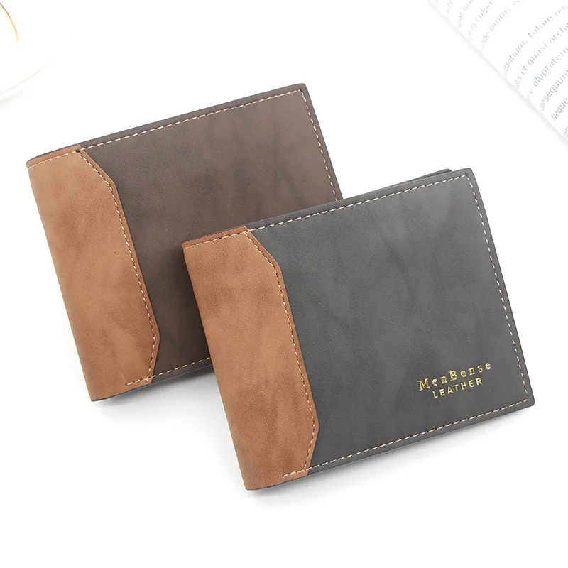 

Premium men's high-end wallet niche classic versatile splicing frosted leather loose leaf short casual practical wallet
