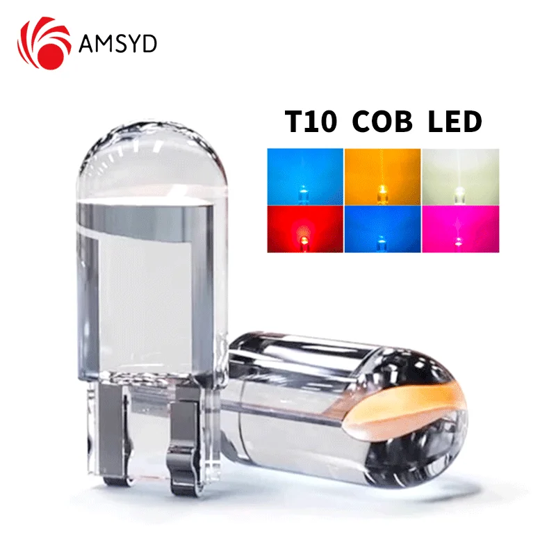 20pcs T10 Led Car Lâmpada COB Vidro 2021K Branco Automóvel License Plate Reading Dome Light 12V 24V 20x6000 W5W