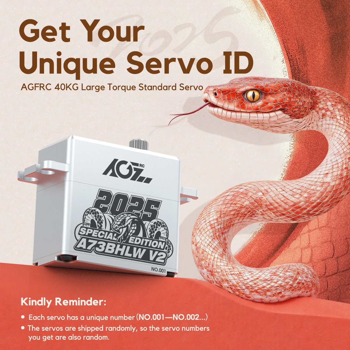 

AGFRC A73BHLW V2 2025 Special Edition HV 40 кг 0,10 сек Бесщеточный водонепроницаемый цифровой сервопривод с превосходным крутящим моментом для моделей радиоуправляемых моделей